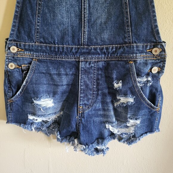 Kancan Denim Jeans Overall Shortalls Women's XS Blue Distressed Adjustable - Picture 3 of 7
